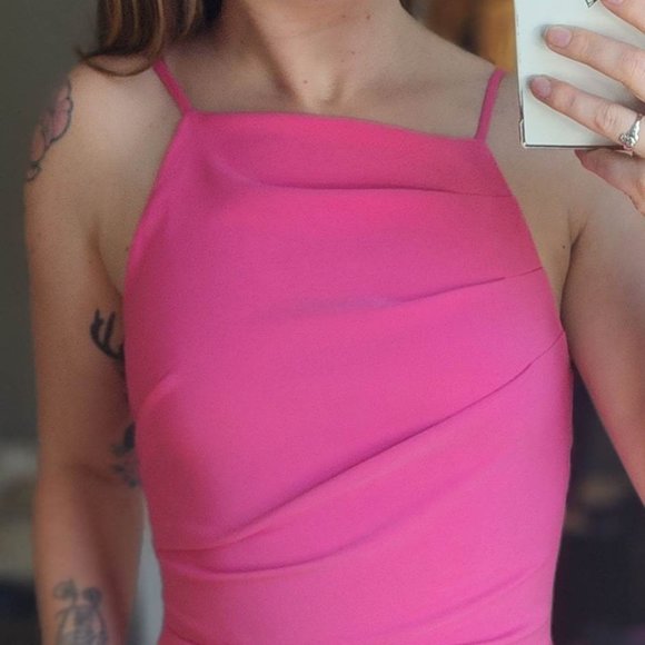 XS Pink Mini Dress with Side Ruching - Picture 2 of 6